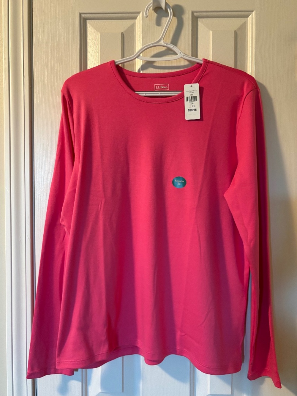 LL Bean Size XL Pima Crewneck Long Sleeve Pink Top